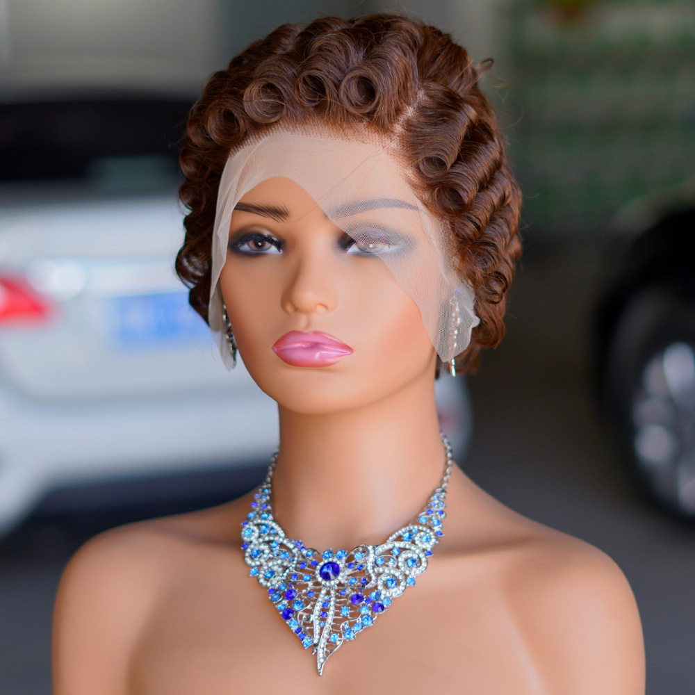 Natural Wave Pixie Cut 13x4 Lace Frontal Wig  Pre Plucked Short Bob Brazilian Glueless Closure Wigs For Black Women
