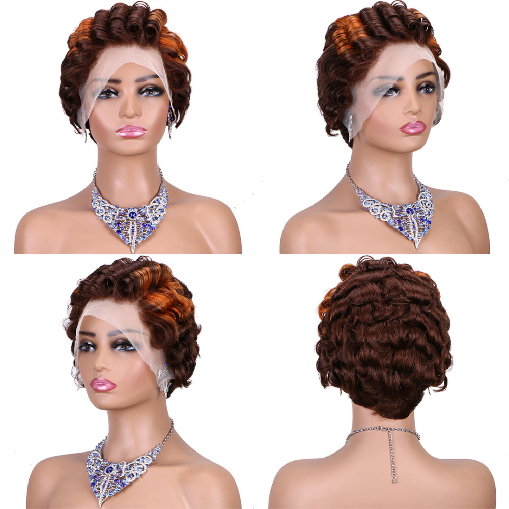 Natural Wave Pixie Cut 13x4 Lace Frontal Wig  Pre Plucked Short Bob Brazilian Glueless Closure Wigs For Black Women