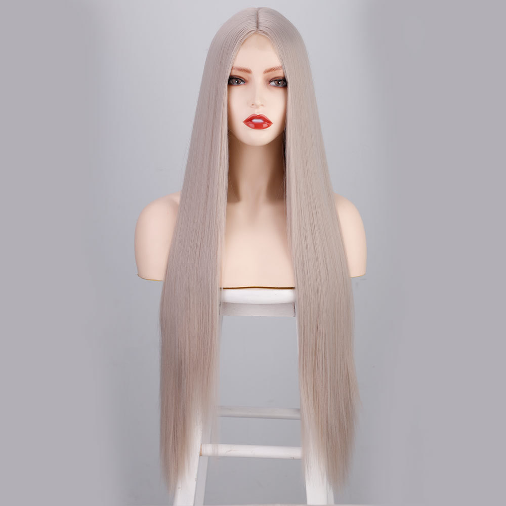 Long Ginger Straight Wig 32 Inch Middle Part Wig for Women Cosplay Blonde Synthetic Heat Resistant Straight Hair Wig