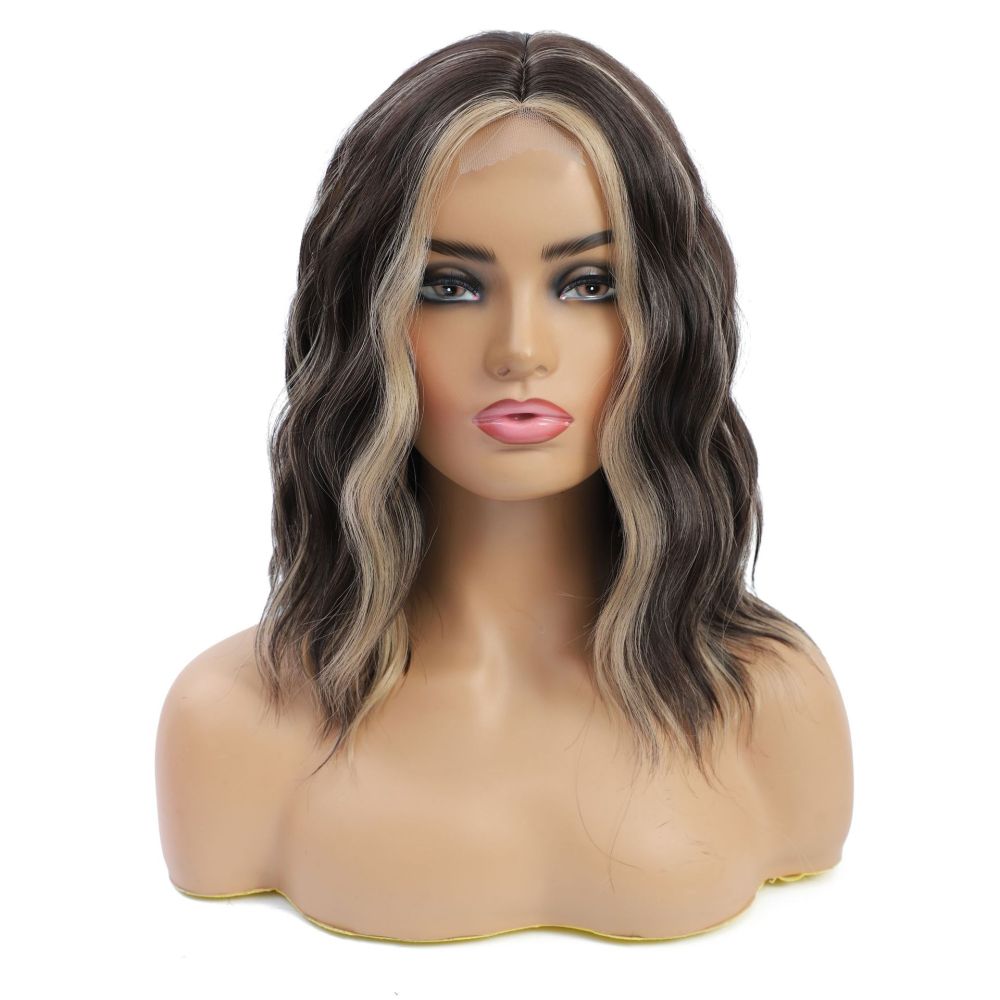 14inch Culy Bob Synthetic Wig Short Natural Wave Bob Wigs for Women Daily Use Ombre Synthetic Wavy Middle Part Wigs