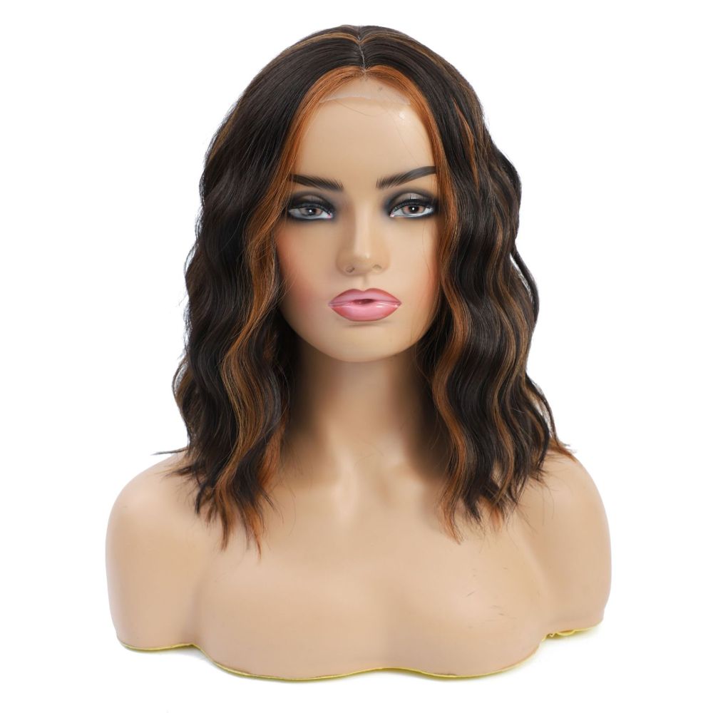 14inch Culy Bob Synthetic Wig Short Natural Wave Bob Wigs for Women Daily Use Ombre Synthetic Wavy Middle Part Wigs