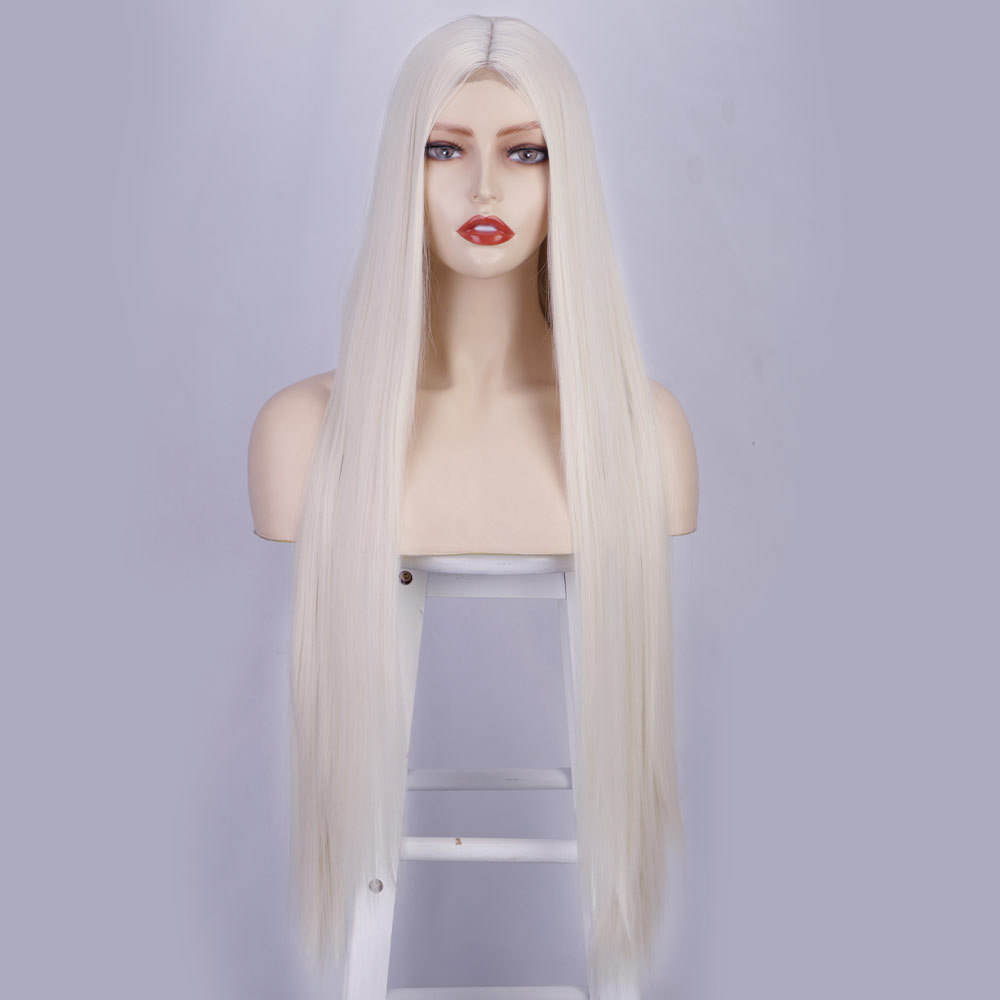 Long Ginger Straight Wig 32 Inch Middle Part Wig for Women Cosplay Blonde Synthetic Heat Resistant Straight Hair Wig