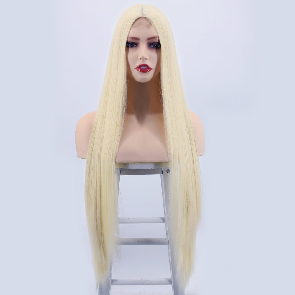 Long Ginger Straight Wig 32 Inch Middle Part Wig for Women Cosplay Blonde Synthetic Heat Resistant Straight Hair Wig