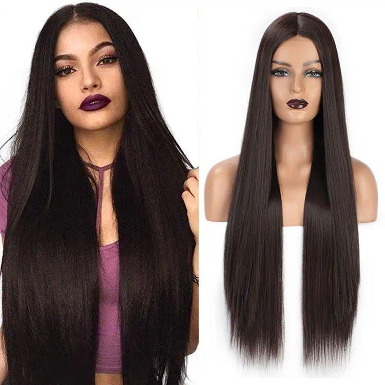 Long Ginger Straight Wig 32 Inch Middle Part Wig for Women Cosplay Blonde Synthetic Heat Resistant Straight Hair Wig