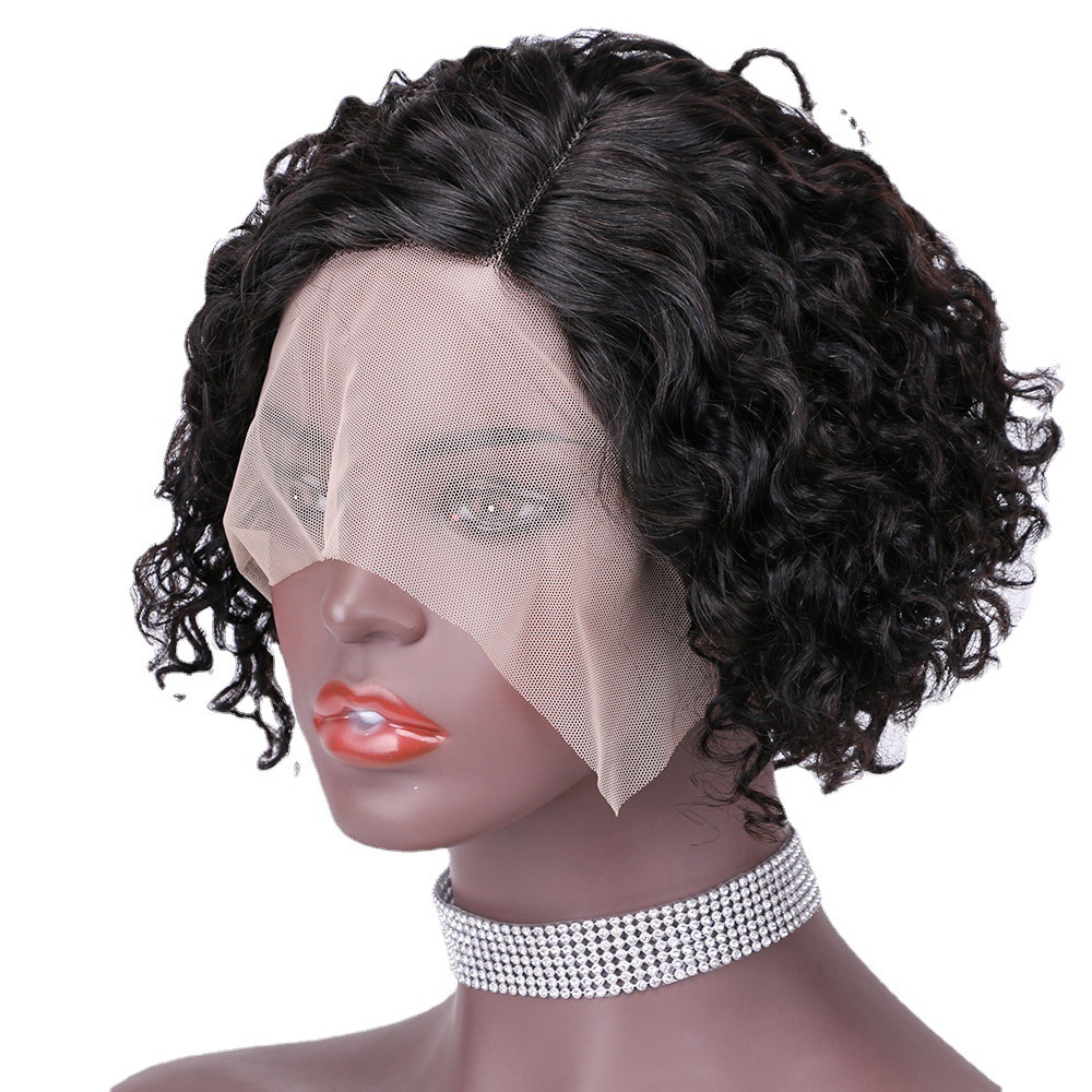 Natural Black Pixie Cut Short Lace Front Wigs Short Curly Human Hair Wigs HD Lace Wigs Plucked Bleached Knots Wigs For Black  Women