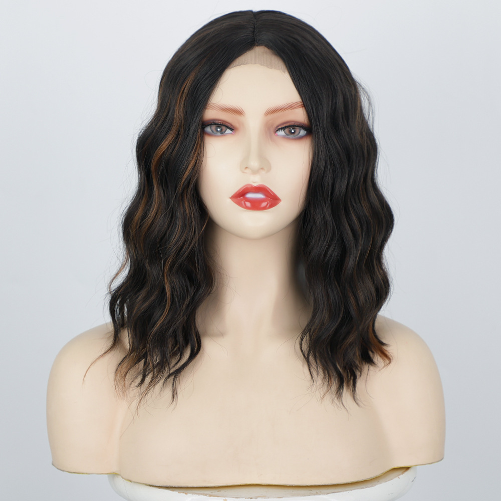 14inch Culy Bob Synthetic Wig Short Natural Wave Bob Wigs for Women Daily Use Ombre Synthetic Wavy Middle Part Wigs