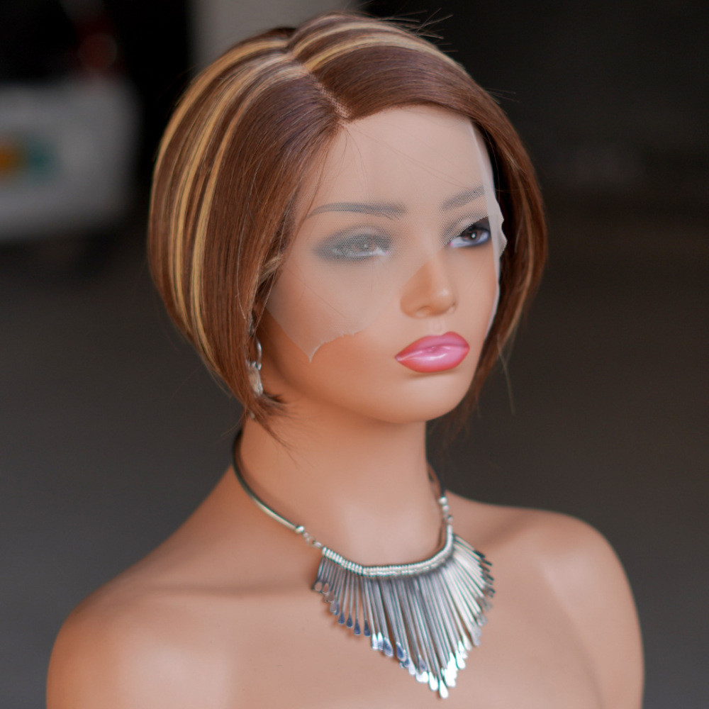 Natural Wave Pixie Cut 13x4 Lace Frontal Wig  Pre Plucked Short Bob Brazilian Glueless Closure Wigs For Black Women
