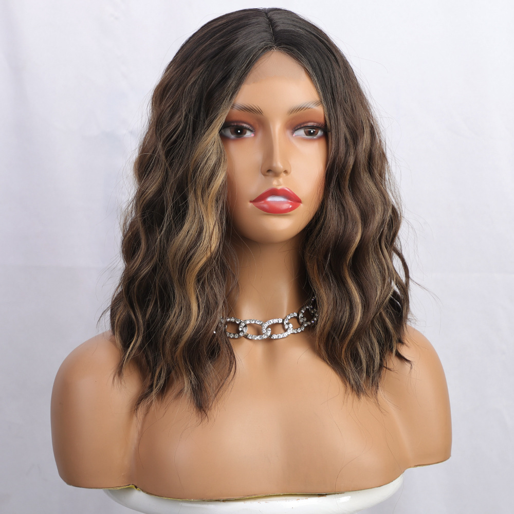 14inch Culy Bob Synthetic Wig Short Natural Wave Bob Wigs for Women Daily Use Ombre Synthetic Wavy Middle Part Wigs