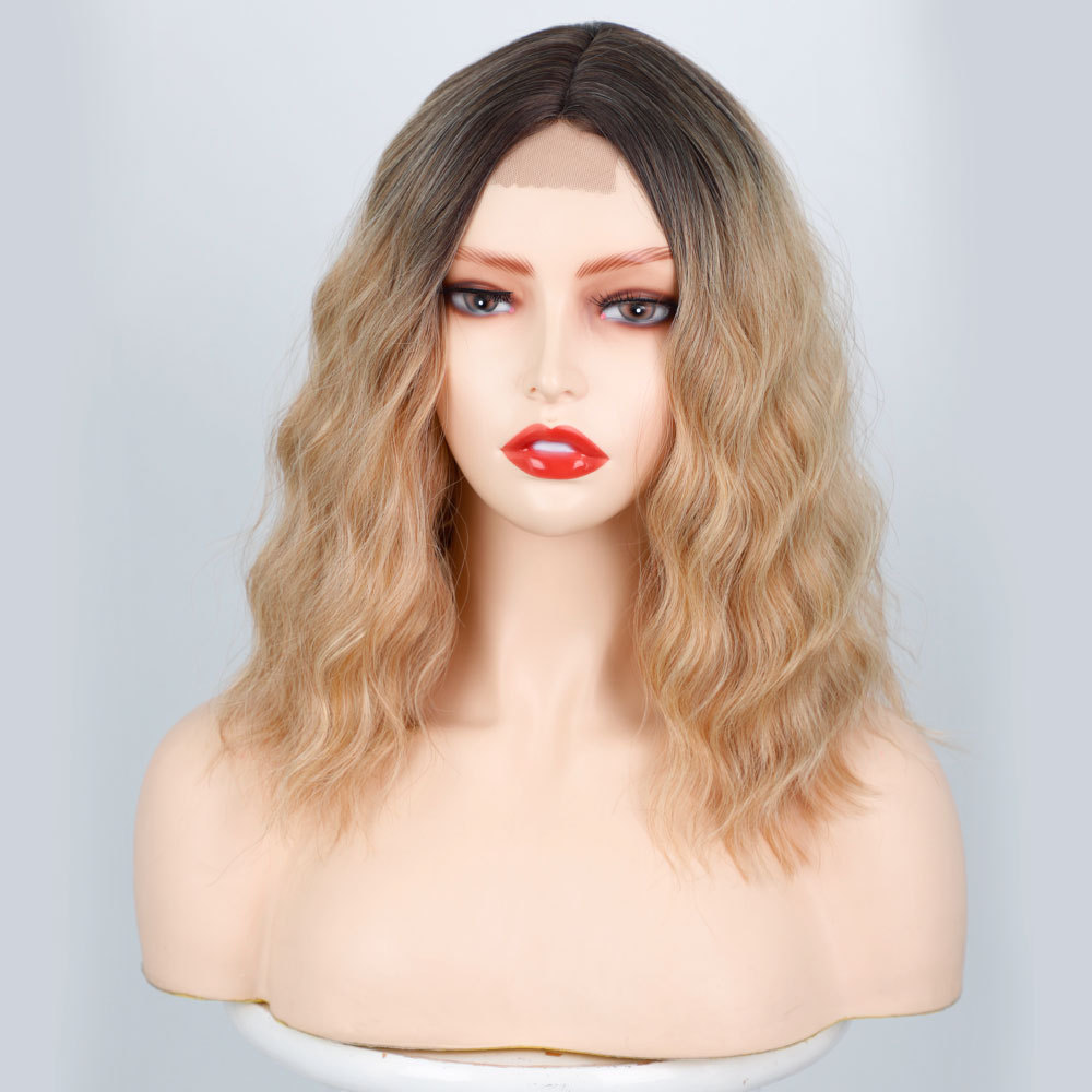 14inch Culy Bob Synthetic Wig Short Natural Wave Bob Wigs for Women Daily Use Ombre Synthetic Wavy Middle Part Wigs