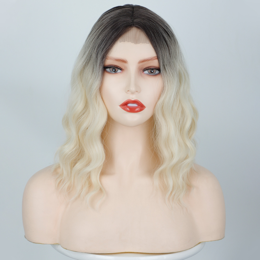 14inch Culy Bob Synthetic Wig Short Natural Wave Bob Wigs for Women Daily Use Ombre Synthetic Wavy Middle Part Wigs
