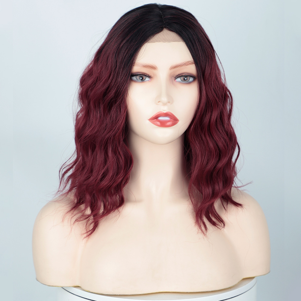 14inch Culy Bob Synthetic Wig Short Natural Wave Bob Wigs for Women Daily Use Ombre Synthetic Wavy Middle Part Wigs