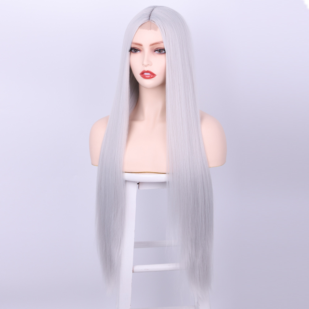 Long Ginger Straight Wig 32 Inch Middle Part Wig for Women Cosplay Blonde Synthetic Heat Resistant Straight Hair Wig