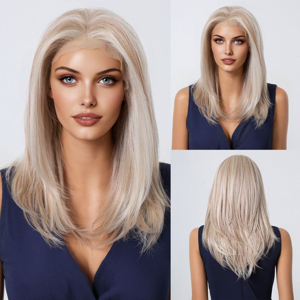 Short  Bob  Black  13*6 HD Lace Front Wig   Brown Golden Straight Bob Lace Front Synthetic Wig For Women Daily