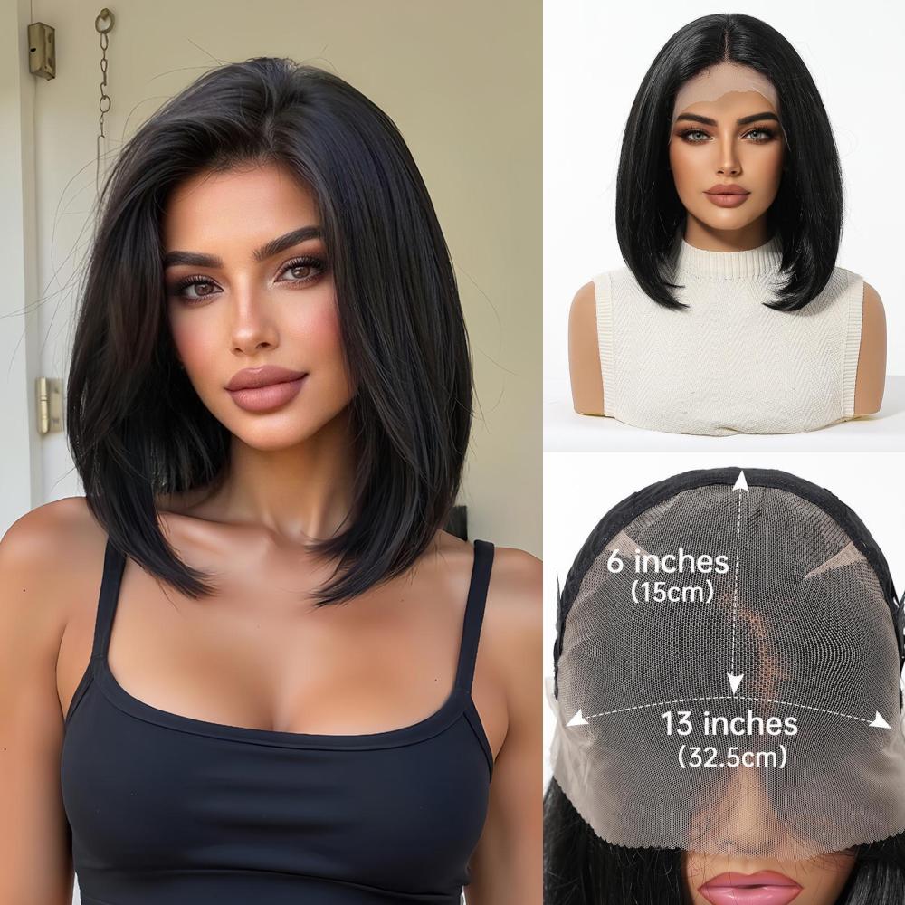 13*6 Lace Synthetic Wigs Ash Gray Short Straight Bob Wigs Natural Hair  Wigs Heat Resistant Daily Use Cosplay
