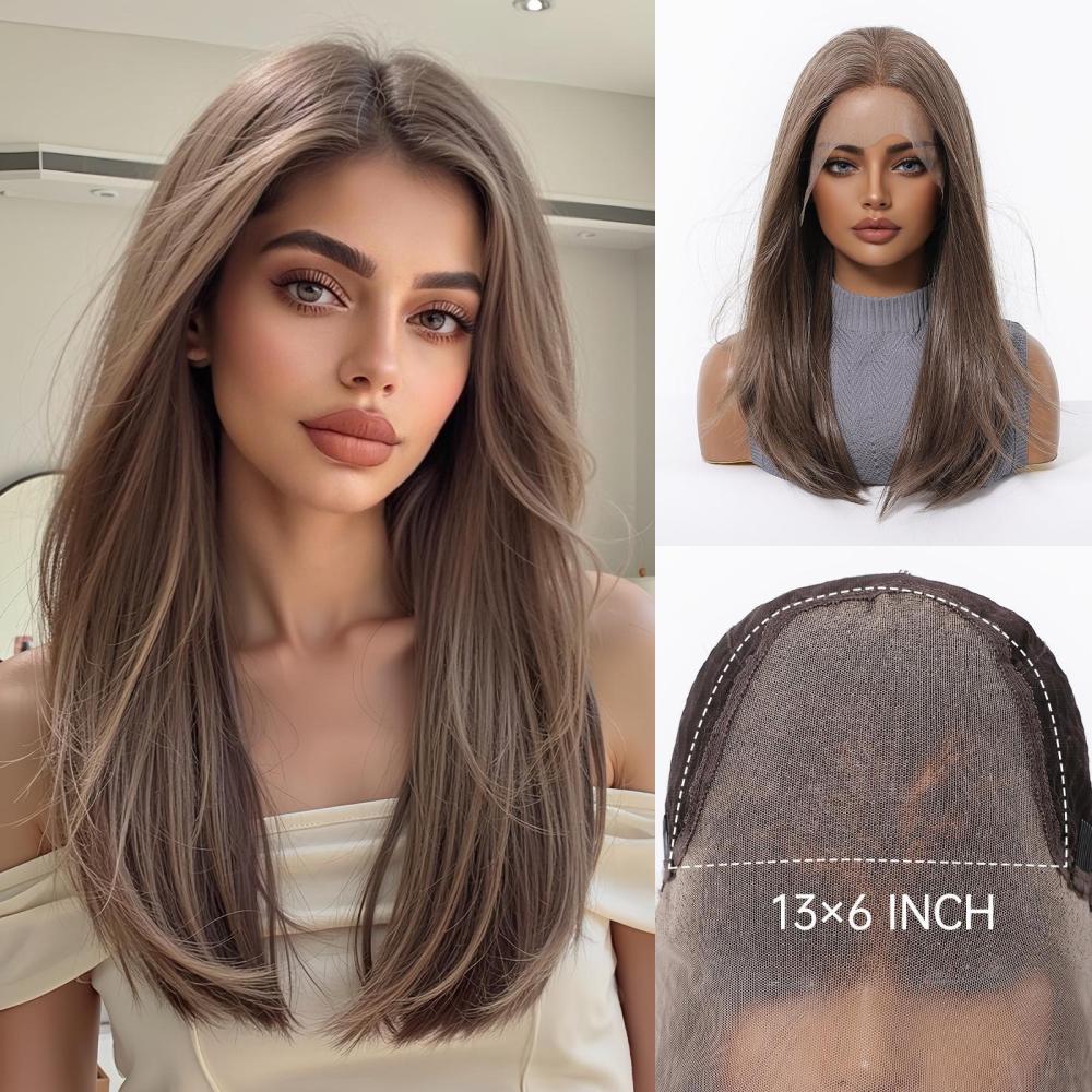 13*6 Lace Synthetic Wigs Ash Gray Short Straight Bob Wigs Natural Hair  Wigs Heat Resistant Daily Use Cosplay