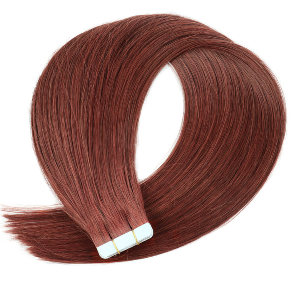 10A Cooper brown 20 pcs 50gram/pack Invisible Tape in Hair Extensions 100% Cuticle Aligned Russian Invisible Tape Hair