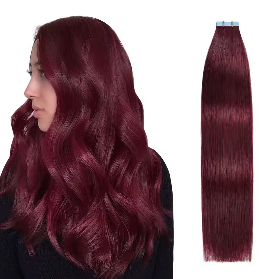 10A Cooper brown 20 pcs 50gram/pack Invisible Tape in Hair Extensions 100% Cuticle Aligned Russian Invisible Tape Hair
