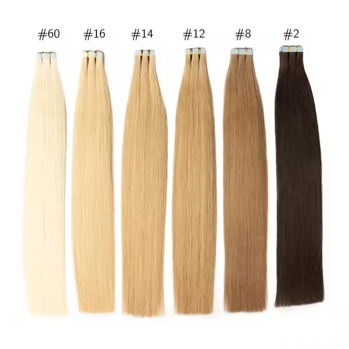 10A Medium Brown 20 pcs 50gram/pack  European Remy Hair Tape in Extensions Unprocessed Cuticle Aligned Human Hair Extensions
