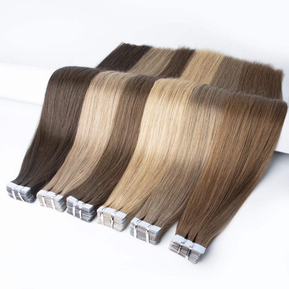 10A Medium Brown 20 pcs 50gram/pack  European Remy Hair Tape in Extensions Unprocessed Cuticle Aligned Human Hair Extensions