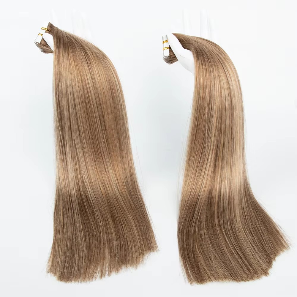 Wholesale 100%  Remy Hair Tape in Hair Extensions Brown Straight Raw Human Hair  Brown Light Color Hair Extensions