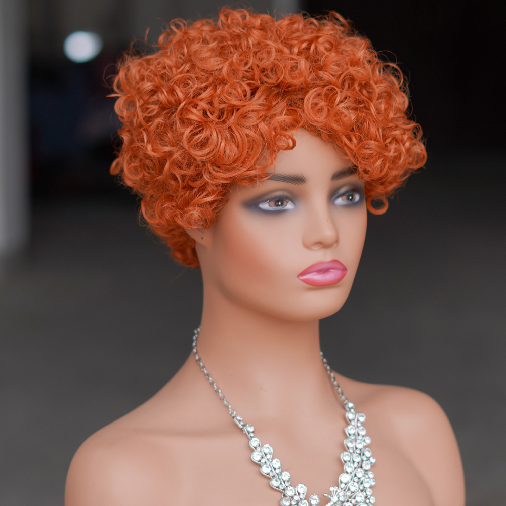 Short Curly Wigs Pixie Bob 8 Inch Brazilian Virgin Remy 100% human hair Wig Full Machine Made  Wig For Black Women