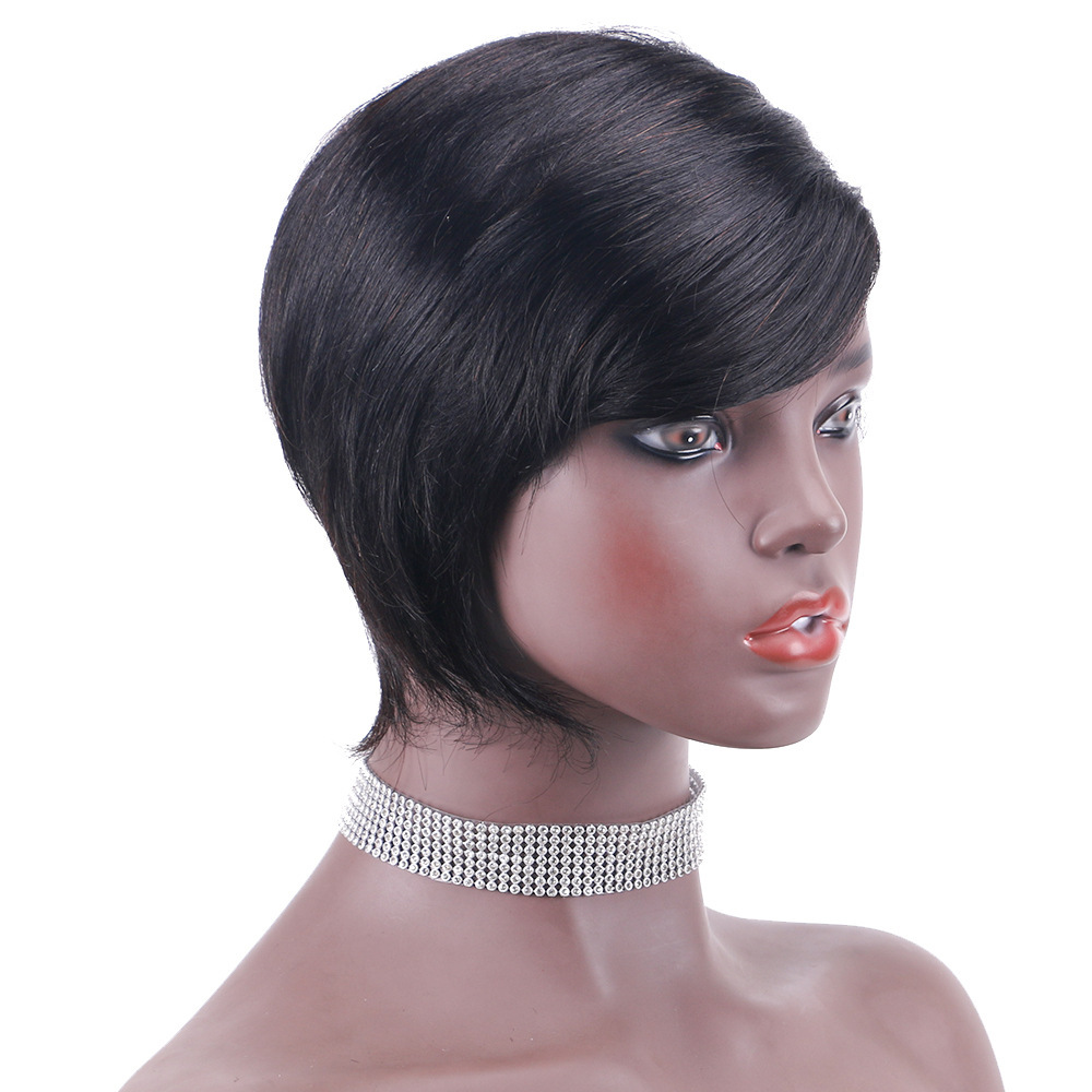 Short Gradient Color Human Hair Wigs  Full Head Pixie Cut Fake Hair Bob Style Hairpiece from Mainland China Affordable Price