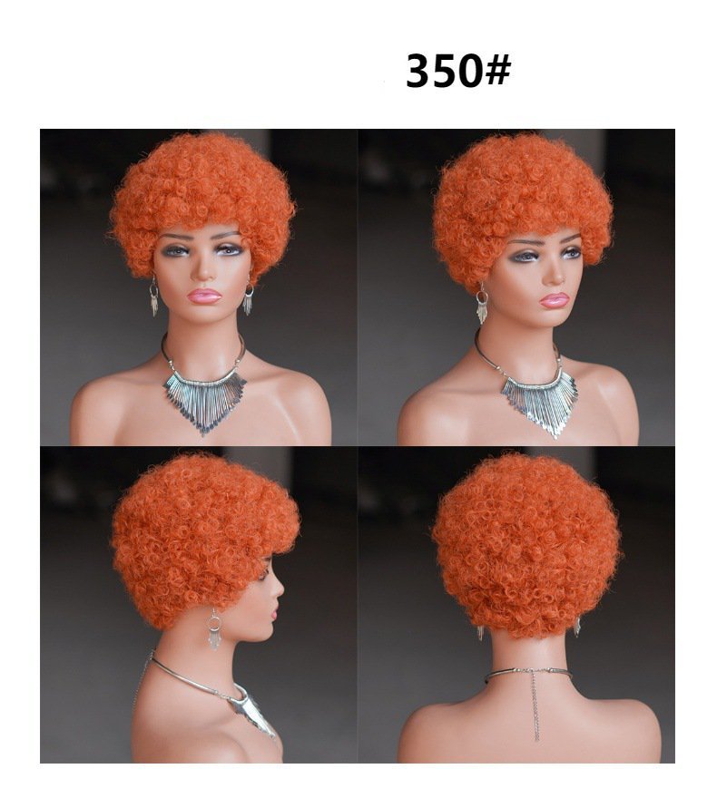 Short Afro Kinky Curly Human Hair Black Wig for Women Fluffy Pixie Curly Retro Style Cheap Human Hair Wig Full Machine Wig