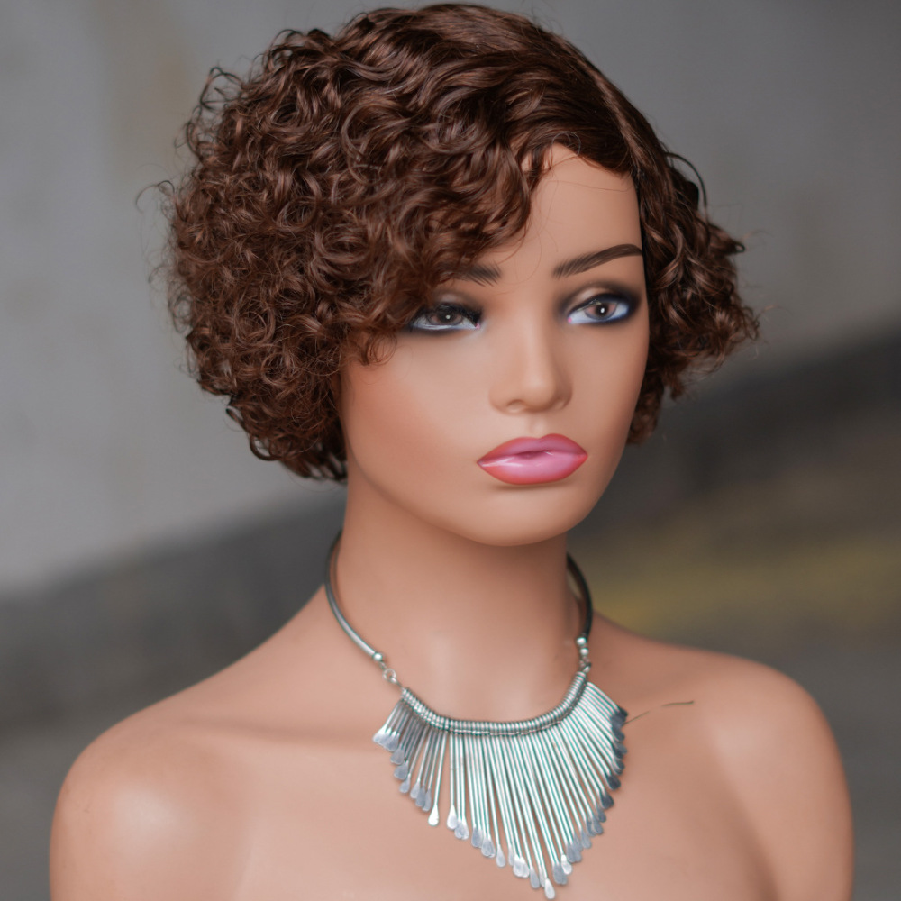 Short Kinky Curly Human Hair Wig Afro Short Wigs Pixie Cut Wig Human Hair No Lace Front Natural Brazilian Hair Wigs For Women