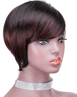 Short Gradient Color Human Hair Wigs  Full Head Pixie Cut Fake Hair Bob Style Hairpiece from Mainland China Affordable Price