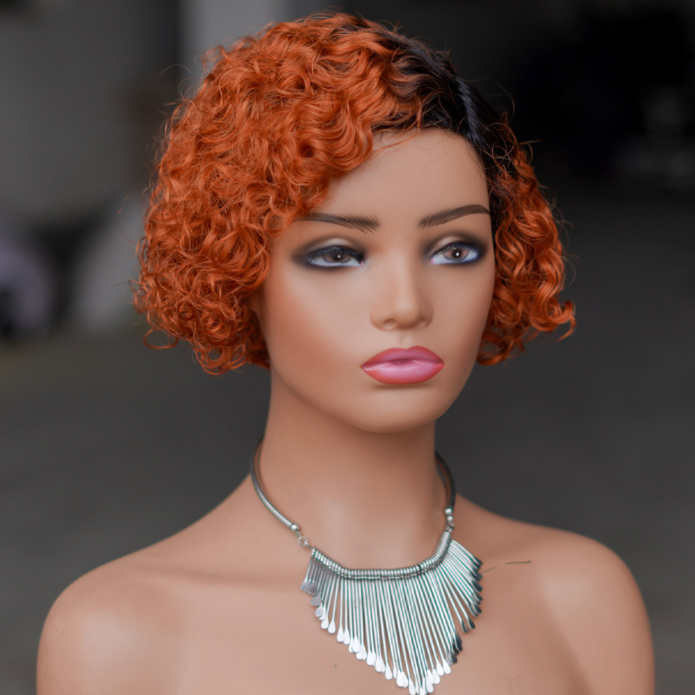Short Kinky Curly Human Hair Wig Afro Short Wigs Pixie Cut Wig Human Hair No Lace Front Natural Brazilian Hair Wigs For Women