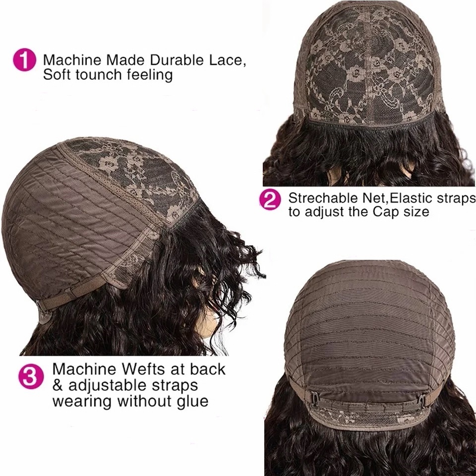 Short Curly Wigs Pixie Bob 8 Inch Brazilian Virgin Remy 100% human hair Wig Full Machine Made  Wig For Black Women