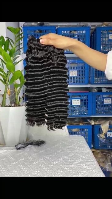 8A deep  Wave 10-30 inch Wave Human Hair Bundles Brazilian Virgin Hair Weft  Natural Color 100% Human Hair Weave Bundles