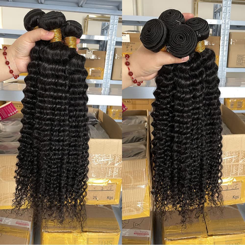 8A deep  Wave 10-30 inch Wave Human Hair Bundles Brazilian Virgin Hair Weft  Natural Color 100% Human Hair Weave Bundles