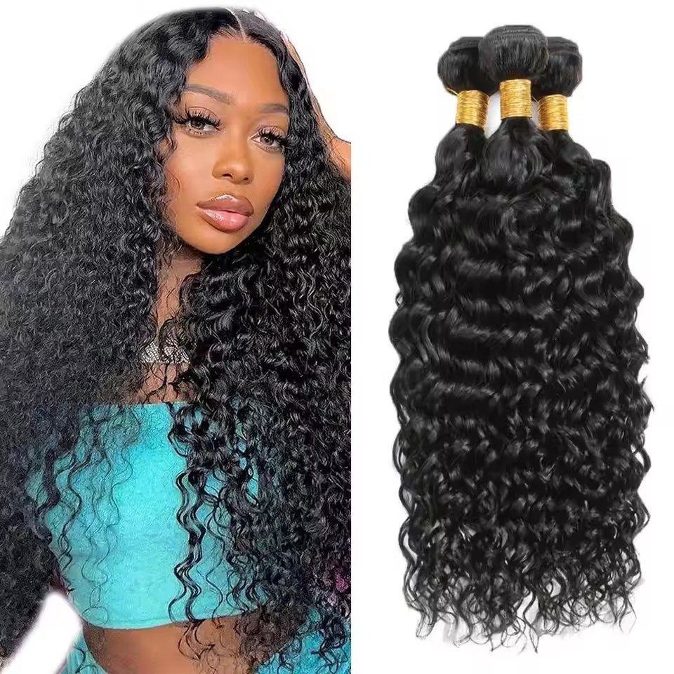 8A Natural Water Wave Human Hair Weft 30 Inches Human Hair Bundles Brazilian 100% Human Hair For Women