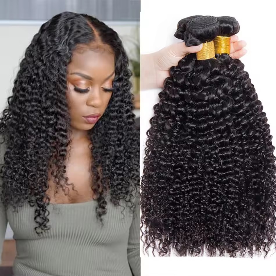 8A Natural Kinky Curly Human Hair Bundles  Brazilian Hair Weaves 100% Rew Curly Human Hair Extensions 8-40"