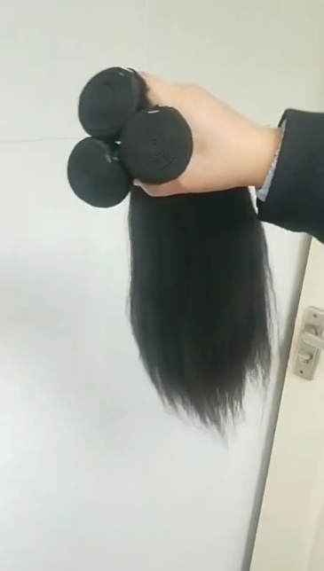 8A  Kinky Straight Straight Peruvian Hair Weave Bundles Raw Human Hair Bundle KKST Hair Weft For Black Women