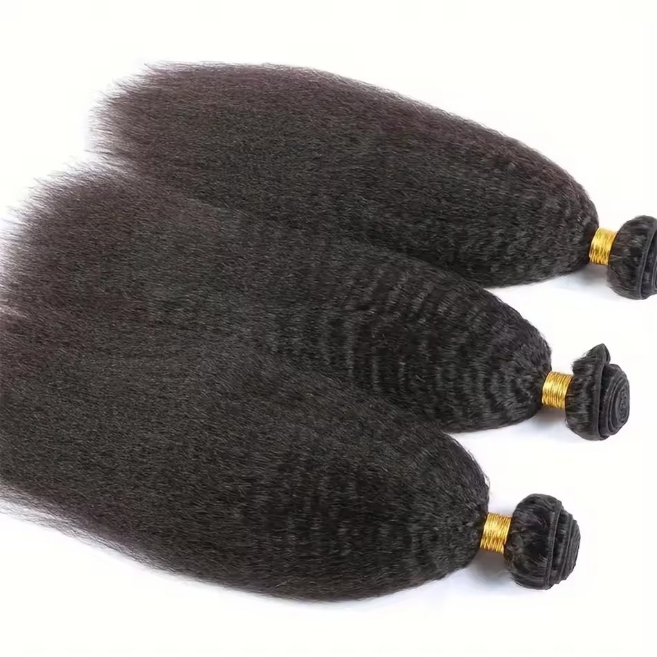 8A  Kinky Straight Straight Peruvian Hair Weave Bundles Raw Human Hair Bundle KKST Hair Weft For Black Women