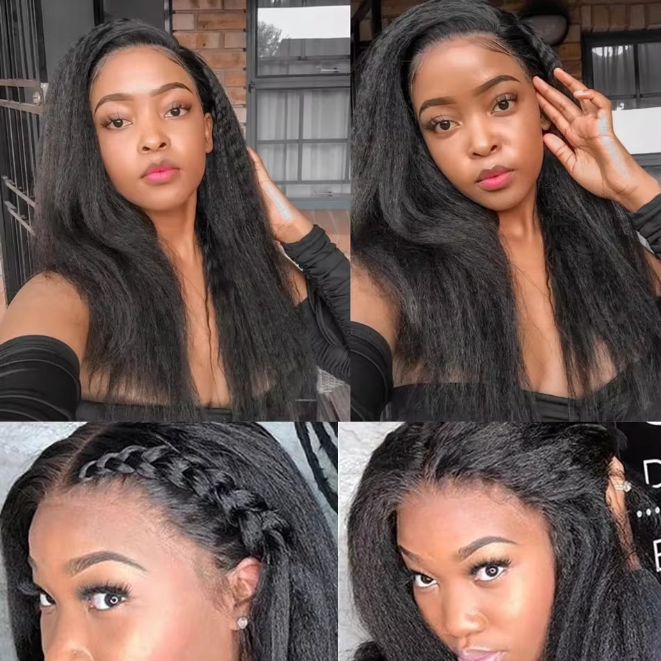 8A  Kinky Straight Straight Peruvian Hair Weave Bundles Raw Human Hair Bundle KKST Hair Weft For Black Women