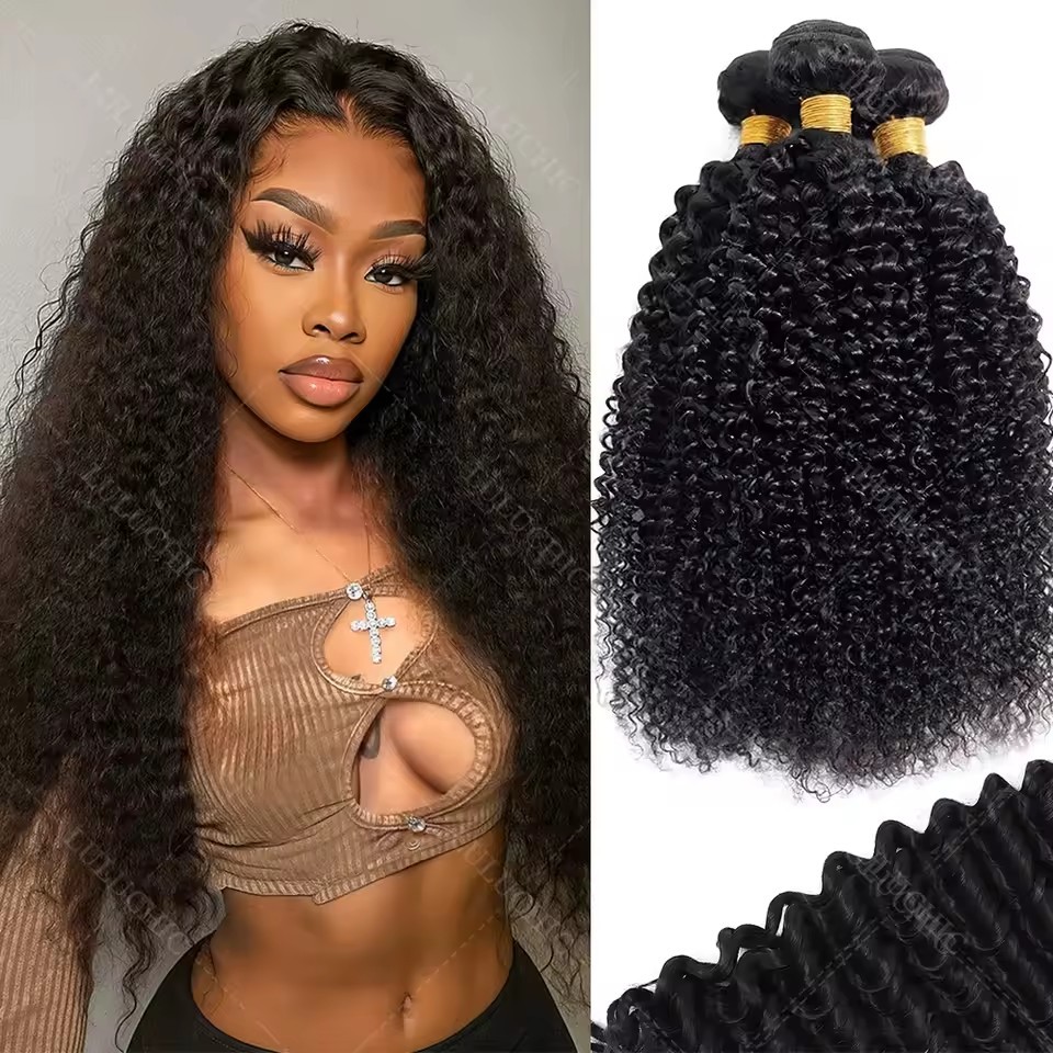 10A Burmese Curly Human Hair Bundles  Natural Color Wavy Raw Virgin Hair Weave Extensions  100% Human Hair For Women