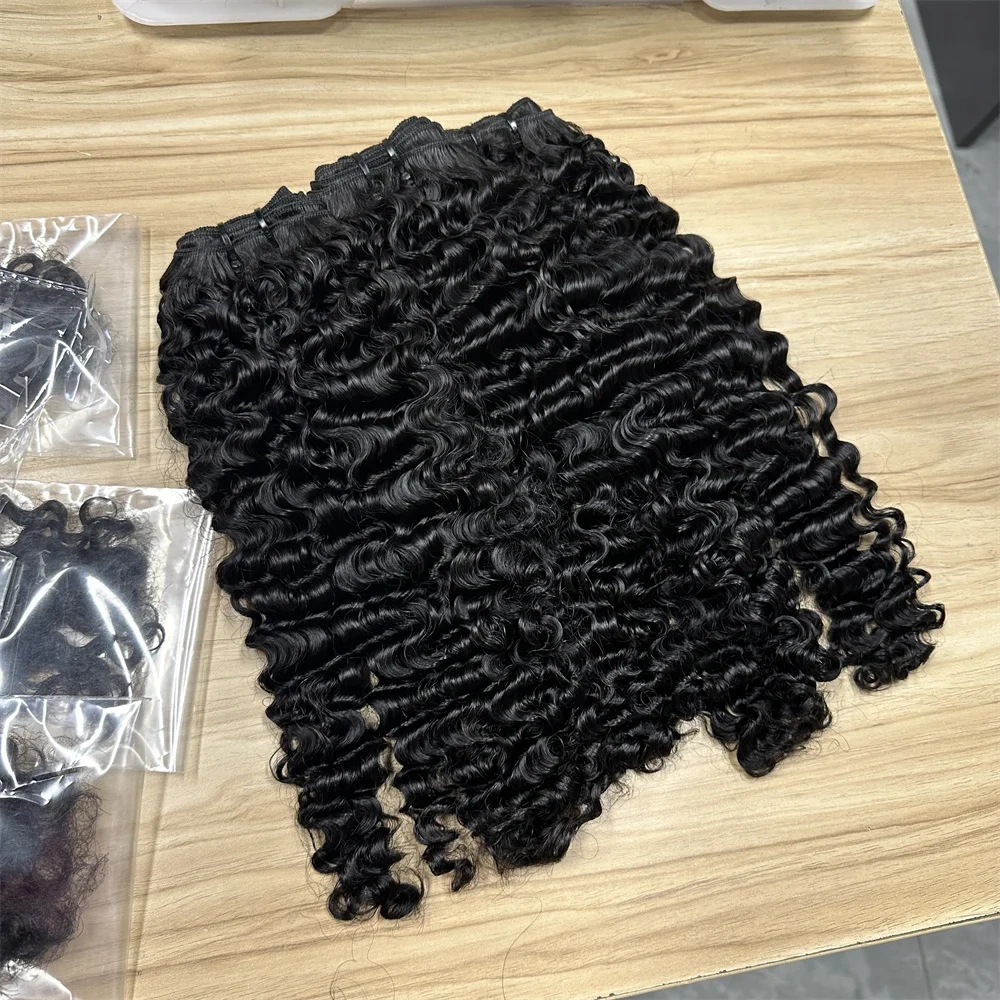 10A Burmese Curly Human Hair Bundles  Natural Color Wavy Raw Virgin Hair Weave Extensions  100% Human Hair For Women