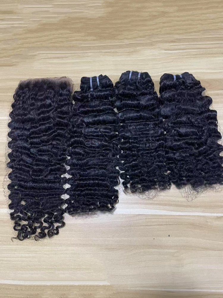 10A Burmese Curly Human Hair Bundles  Natural Color Wavy Raw Virgin Hair Weave Extensions  100% Human Hair For Women