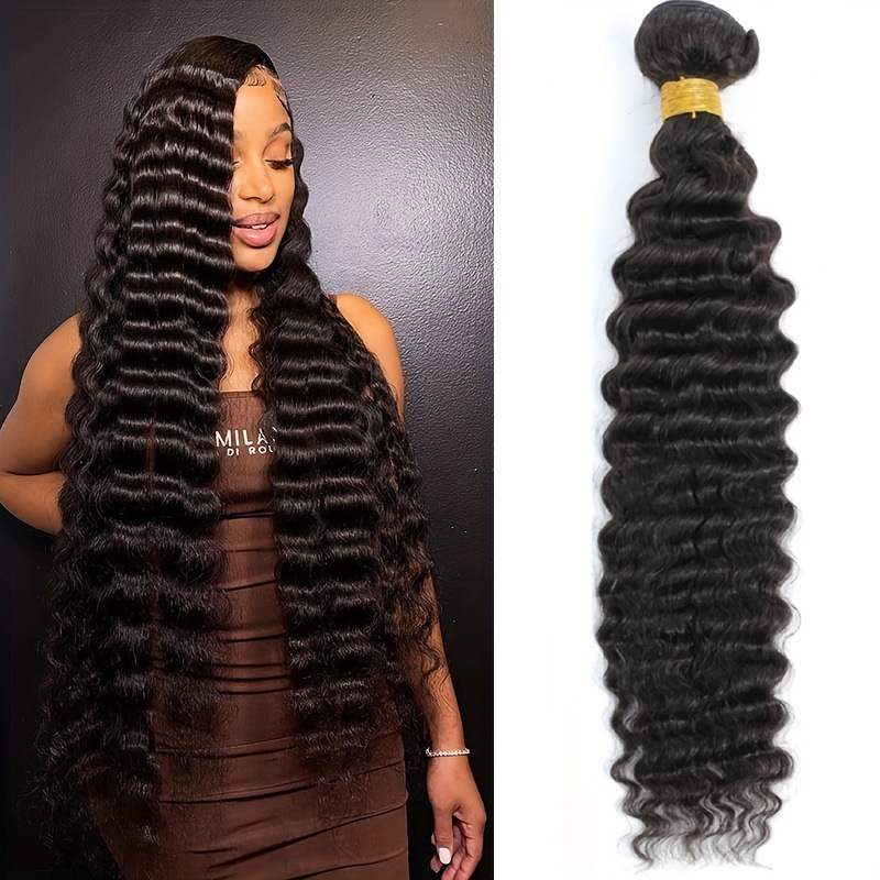 8A deep  Wave 10-30 inch Wave Human Hair Bundles Brazilian Virgin Hair Weft  Natural Color 100% Human Hair Weave Bundles