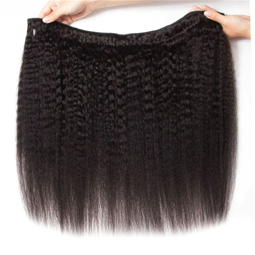 10A Superior Grade  kinky Straight  Human Hair Bundles  Natural Color Raw Virgin Hair Weave Extensions  100% Remy Human Hair