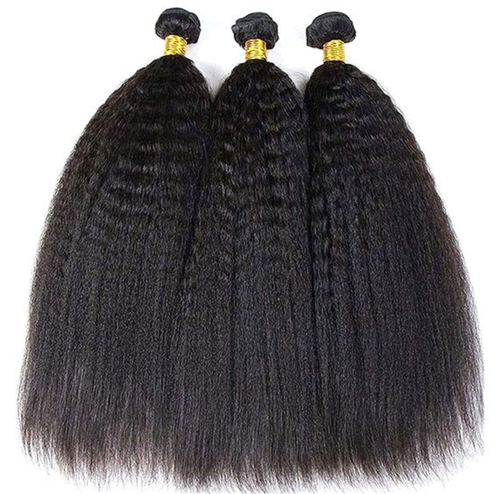 10A Superior Grade  kinky Straight  Human Hair Bundles  Natural Color Raw Virgin Hair Weave Extensions  100% Remy Human Hair