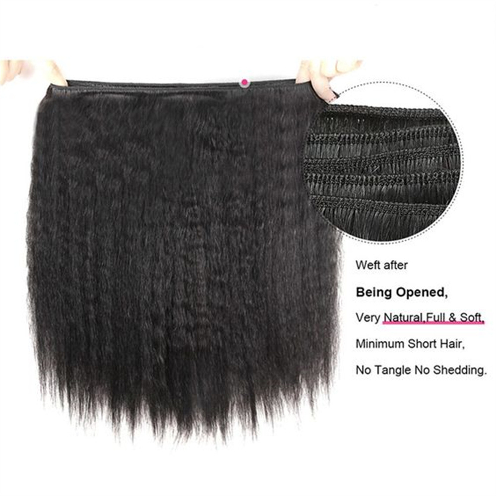 8A  Kinky Straight Straight Peruvian Hair Weave Bundles Raw Human Hair Bundle KKST Hair Weft For Black Women