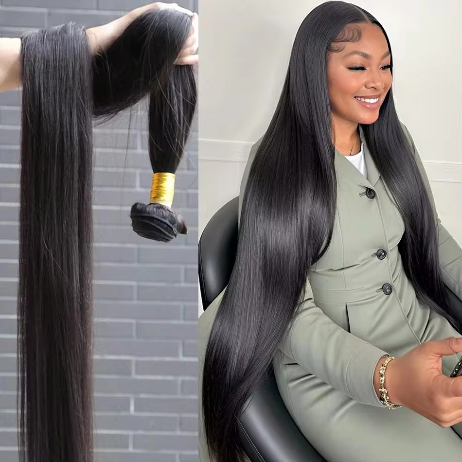 30 inch  40 Inch Raw Virgin Unprocessed 100% Human Hair Extensions  Bone Straight Bundles Double Weft Bulk Braiding Hair