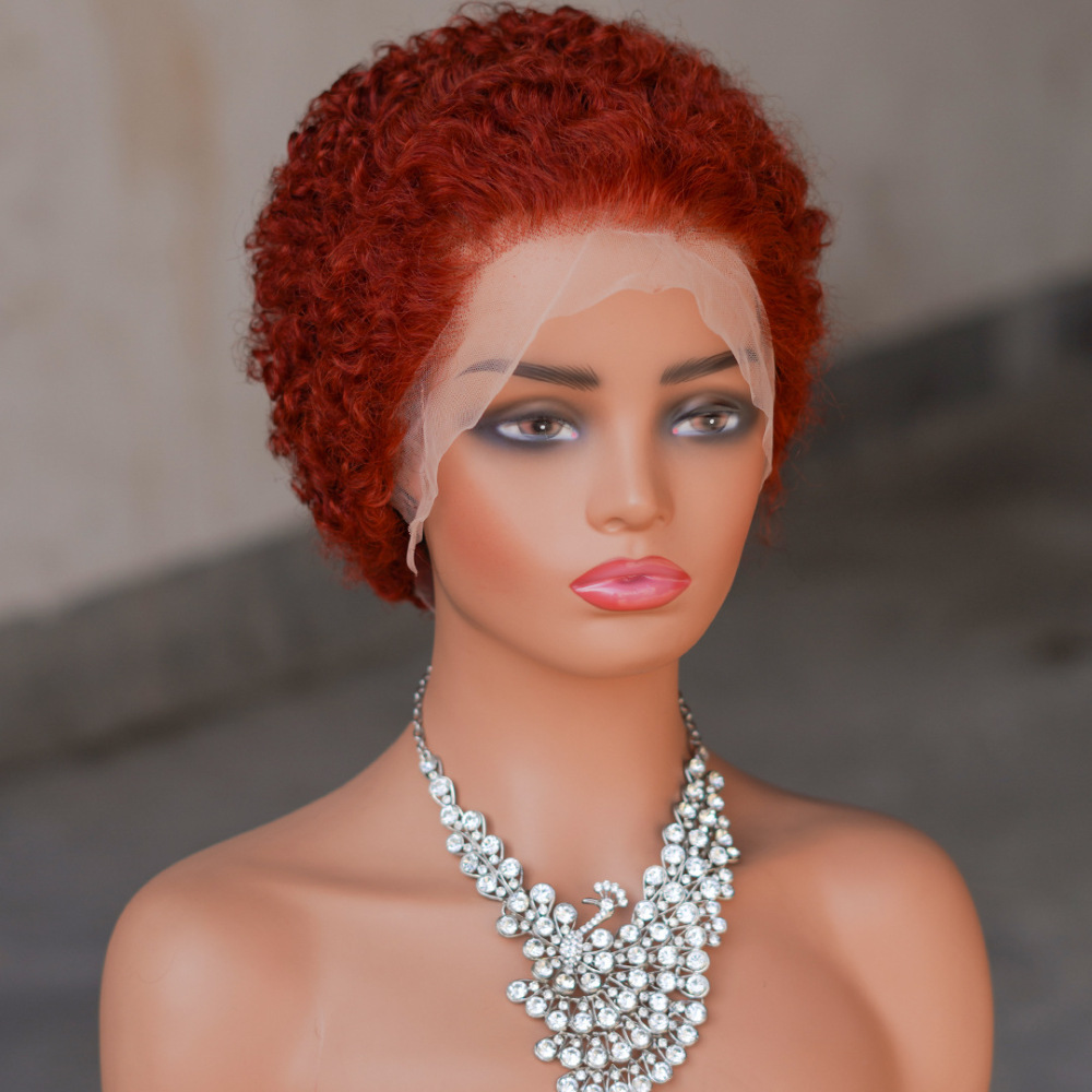 Short Afro Kinky Curly Human Hair Black Wig for Women Fluffy Pixie Curly Retro Style Cheap Human Hair Wig Full Machine Wig