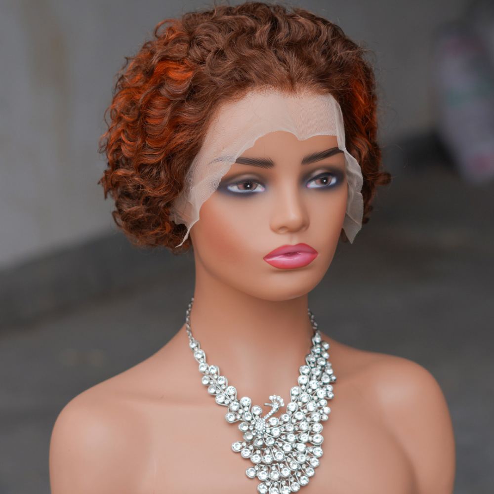 Short Afro Kinky Curly Human Hair Black Wig for Women Fluffy Pixie Curly Retro Style Cheap Human Hair Wig Full Machine Wig