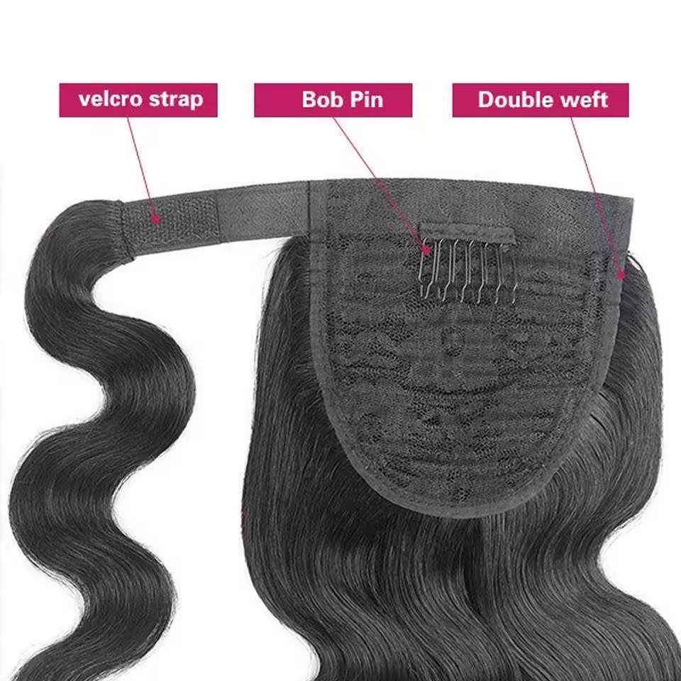 Natural Afro Curly Wrap Around Ponytail Human Hair Extension Brazilian 8"-22" 100% Remy Human Hair For Women