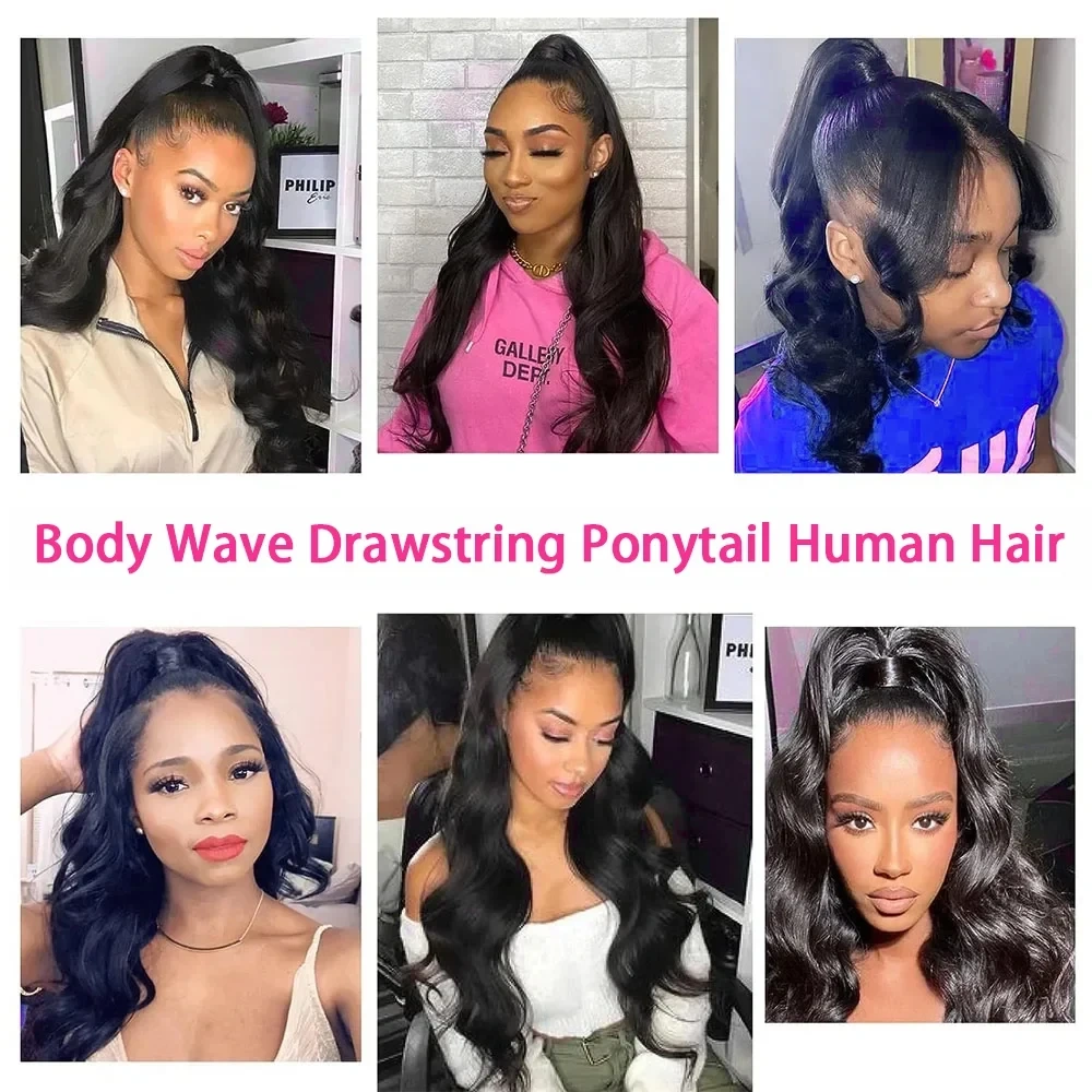 Natural Afro Curly Wrap Around Ponytail Human Hair Extension Brazilian 8"-22" 100% Remy Human Hair For Women
